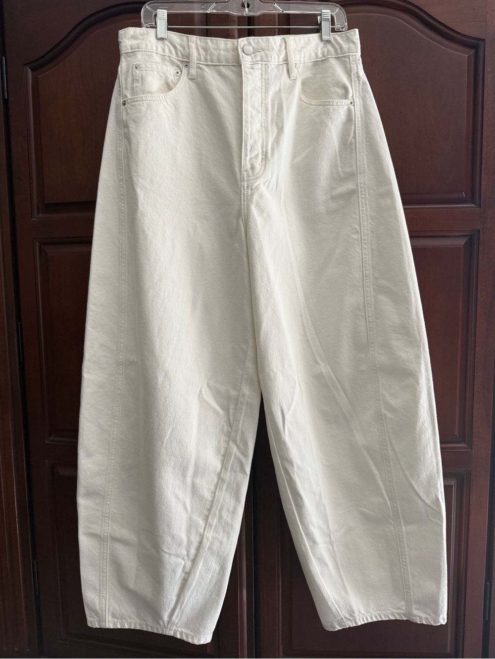 St. Agni Mid-Rise Balloon Jeans in White - Size 29 Rigid Organic Cotton Wide Leg